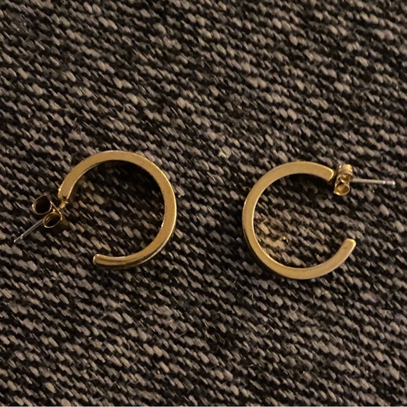 Isabel Marant ‘Casablanca’ Black Enameled Gold Hoop Earrings ASO Meghan Markle - Picture 5 of 13